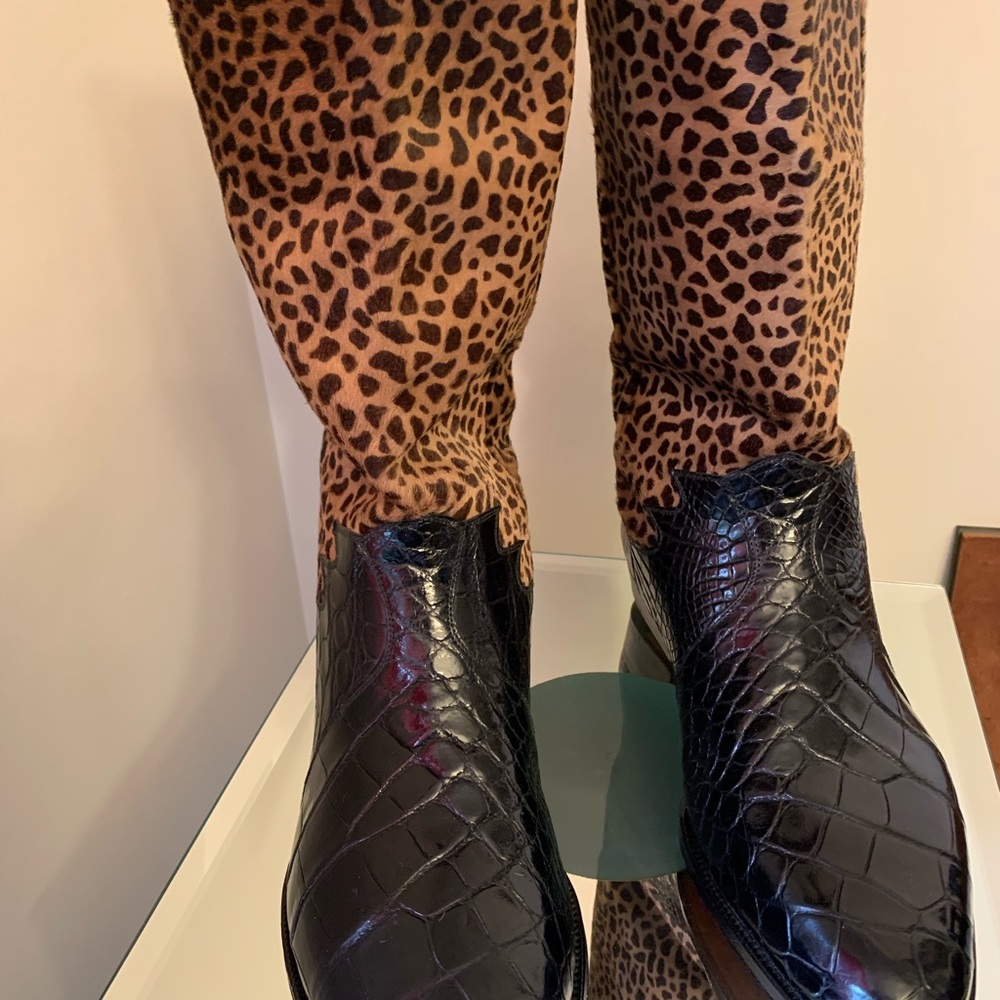 Unique Brand New Davanzati Alligator boots with genuine pony hair